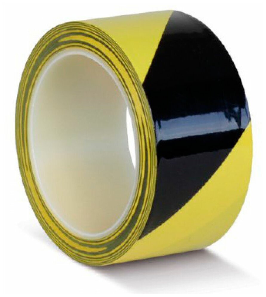Клейкая лента ПВХ для разметки пола, желто-черная, 50 мм х 33 м