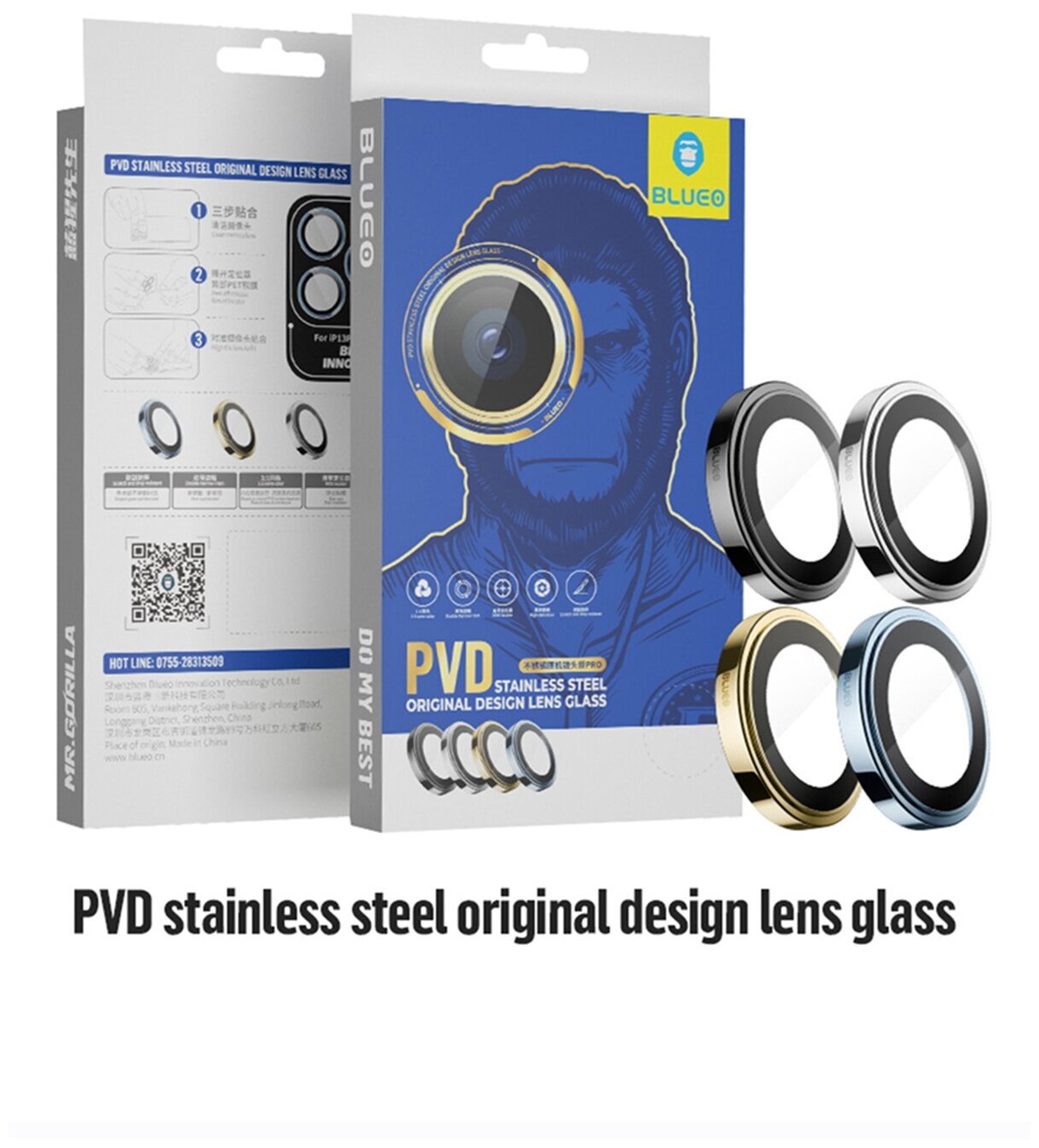 Защитное стекло Blueo Camera Lens PVD stainless steel (3  +install) 02 для камеры iPhone 14 Pro/14 Pro Max цвет Серебристый (BM5643-SIL)