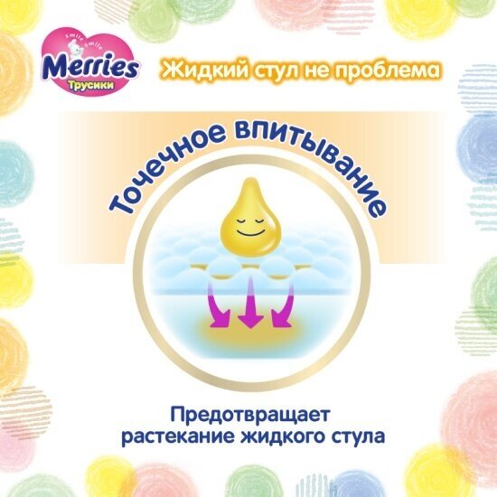 Трусики MERRIES (Мерриес) размер S (4-8 кг) 62 шт