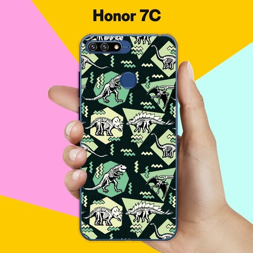Силиконовый чехол на Honor 7C Узор из динозавров / для Хонор 7Ц силиконовый чехол узор из цветов на honor 7c