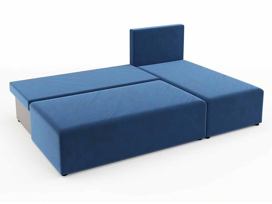 Угловой диван-кровать Рим, велюр, синий