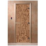Дверь Doorwood Бамбук и бабочки 1900х700 мм стекло 8 мм, 3 петли, ольха - изображение