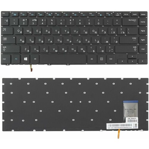 Клавиатура для ноутбука Samsung NP370R4E черная без рамки, с подсветкой клавиатура keyboard для ноутбука samsung 370r4e np370r4e 470r4e np470r4e np470r4e k01 черная с подсветкой ba59 03619c