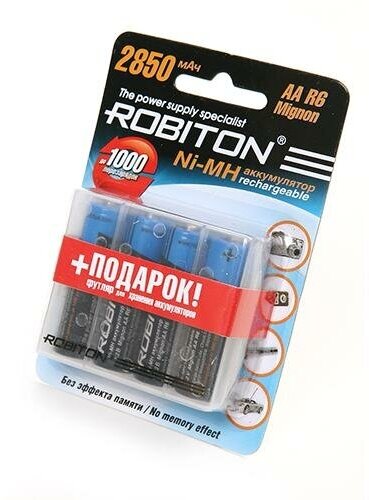 Аккумулятор Robiton AA 2850mAh Ni-Mh BL4 Box 2850MHAA-4/box, 4шт.