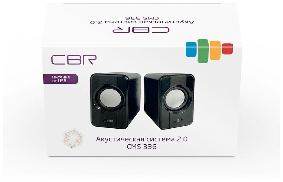 CBR CMS 336 Black, Акустическая система 2.0, питание USB, 2х3 Вт (6 Вт RMS), материал корпуса пластик, 3.5 мм линейный стереовход, регул. громк., длина кабеля 1 м, цвет чёрный - фото №8