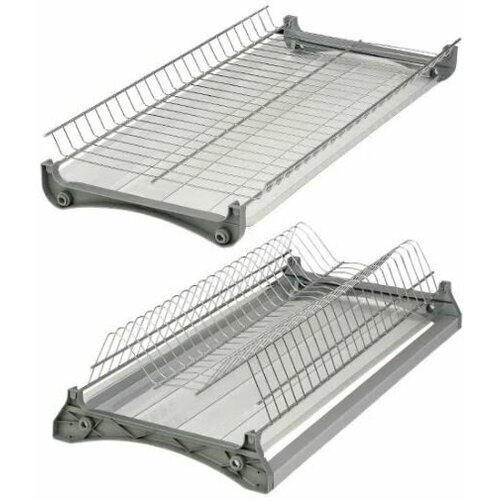 Сушилка для посуды в верхний шкаф 900 мм, с двумя поддонами и рамой, хром (Вариант-3)