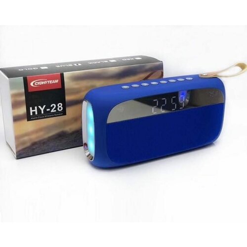 Колонка HY28 синий BluetoothHands FreeUSBFMMicroSDLEDAlarm clockClock 213100₽