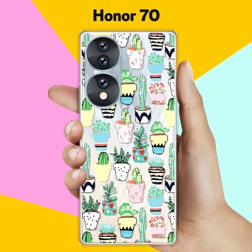 Силиконовый чехол на Honor 70 Узор из кактусов / для Хонор 70 силиконовый чехол на honor 70 узор из такс для хонор 70