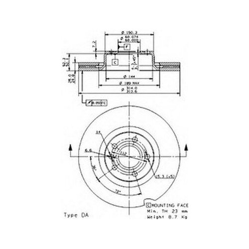 фото Brembo 09954011 диск тормозной передний вентилируемый audi a6 c6