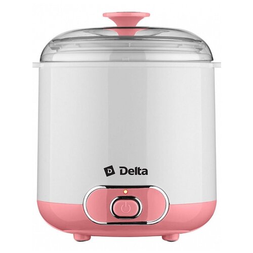 Йогуртница электрическая DELTA DL-8401 : 20 Вт, Объем контейнера 1,5 л, белый с розовым