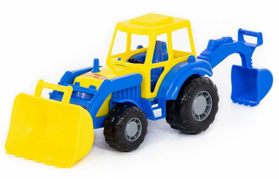 Машинка полесье Трактор экскаватор Мастер, сине-желтый П-35318/сине-желтый