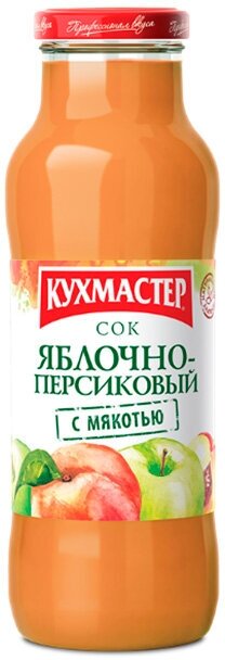Сок Кухмастер "Яблочный-персиковый с мякотью" 0,68л