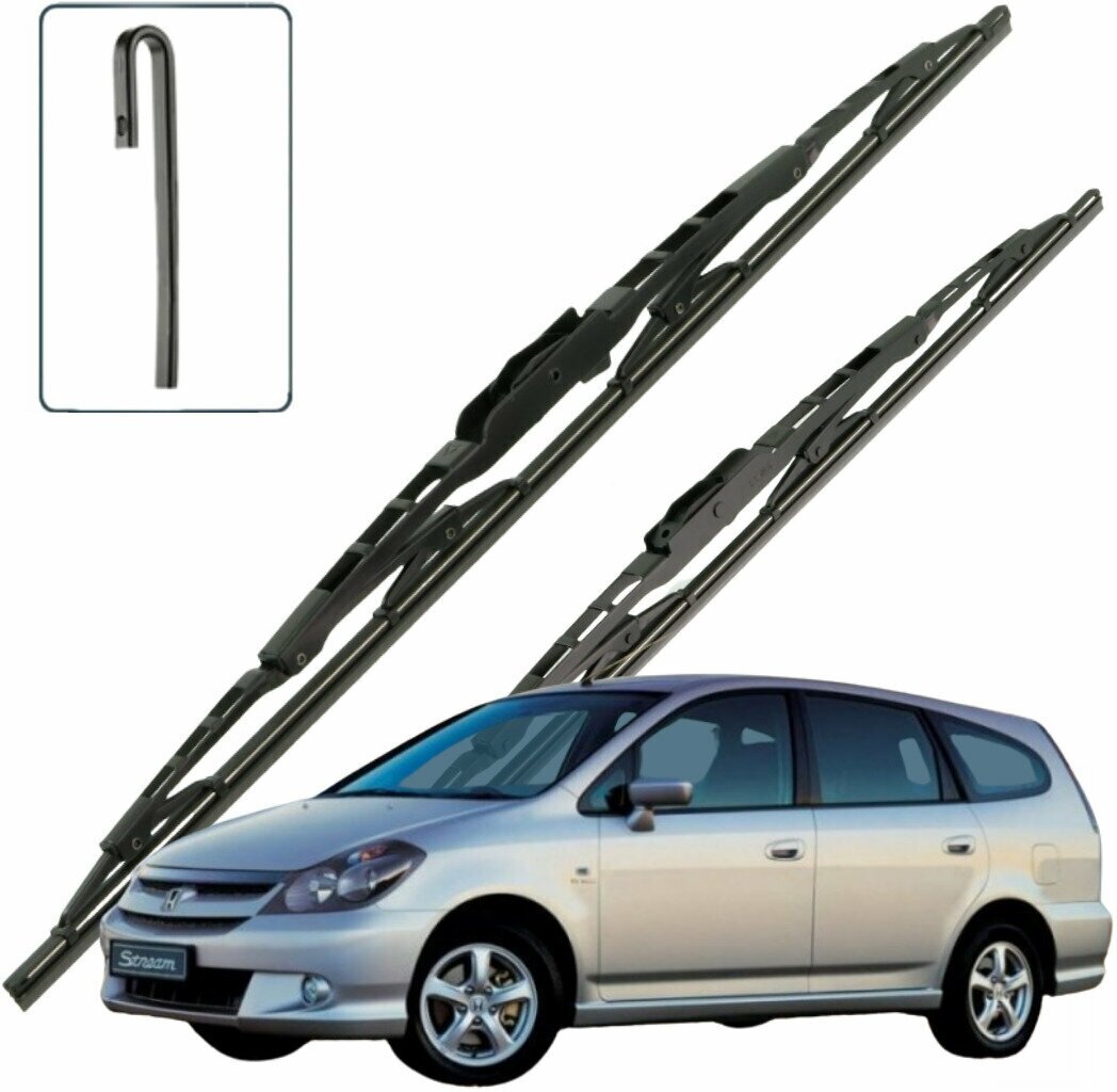 Дворники Honda Stream (1) RN1 / Хонда Стрим минивэн рест. 2004 / 2005 / 2006 Щетки стеклоочистителя каркасные для автомобиля 600мм-350мм к-т 2шт.