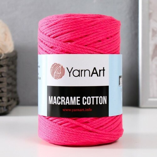 Пряжа Macrame Cotton 20% полиэстер, 80% хлопок 225м/250гр (803 розовфлюр) пряжа macrame cotton 20% полиэстер 80% хлопок 225м 250гр 775 мята