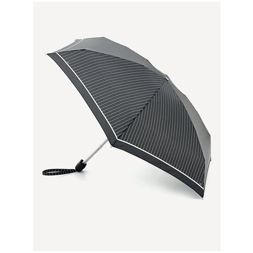 фото Мини-зонт fulton, механика, 5 сложений, купол 85 см., 6 спиц, чехол в комплекте, для женщин, черный, белый