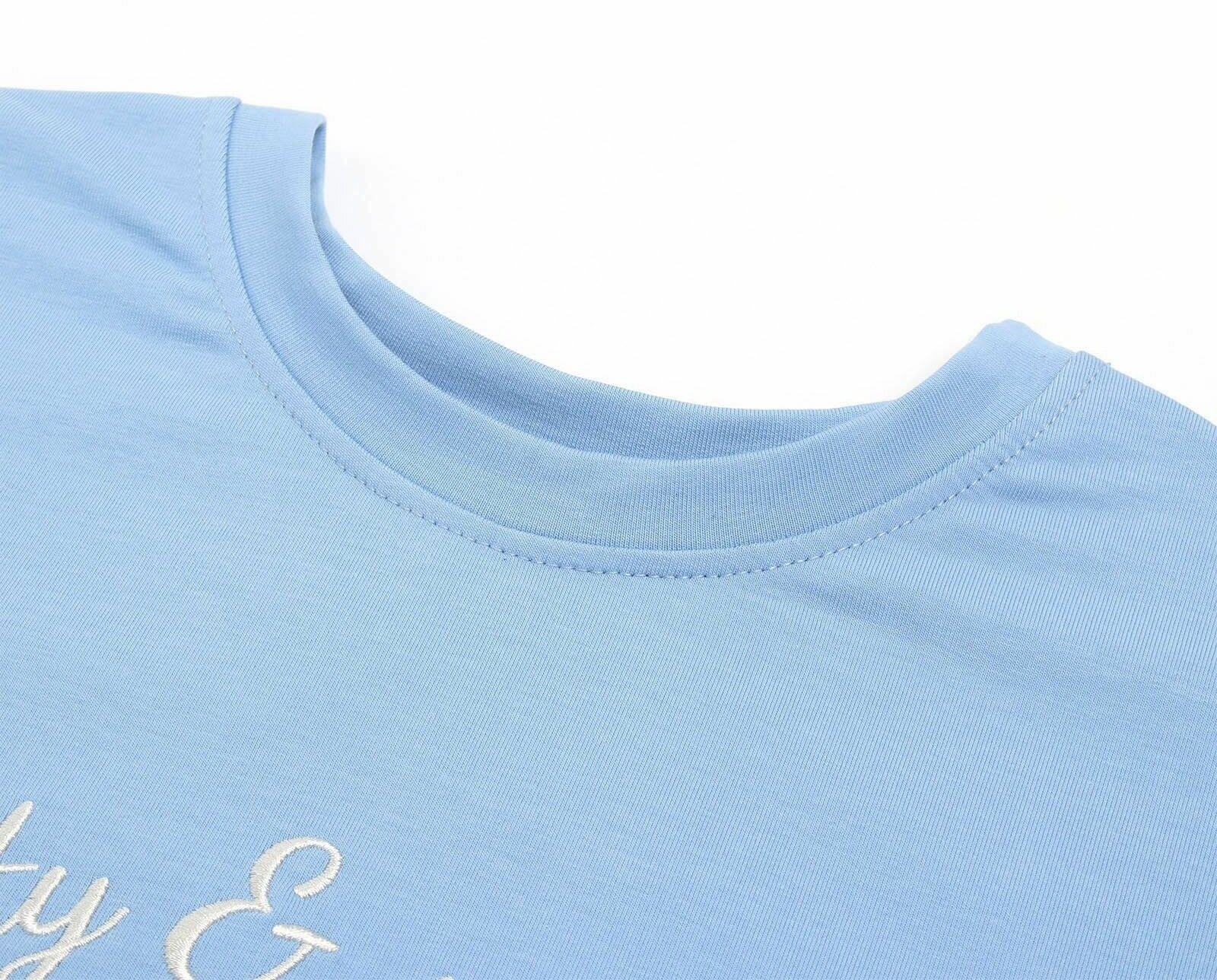 Комплект Minaku, футболка, шорты, короткий рукав, размер 48, голубой - фотография № 8