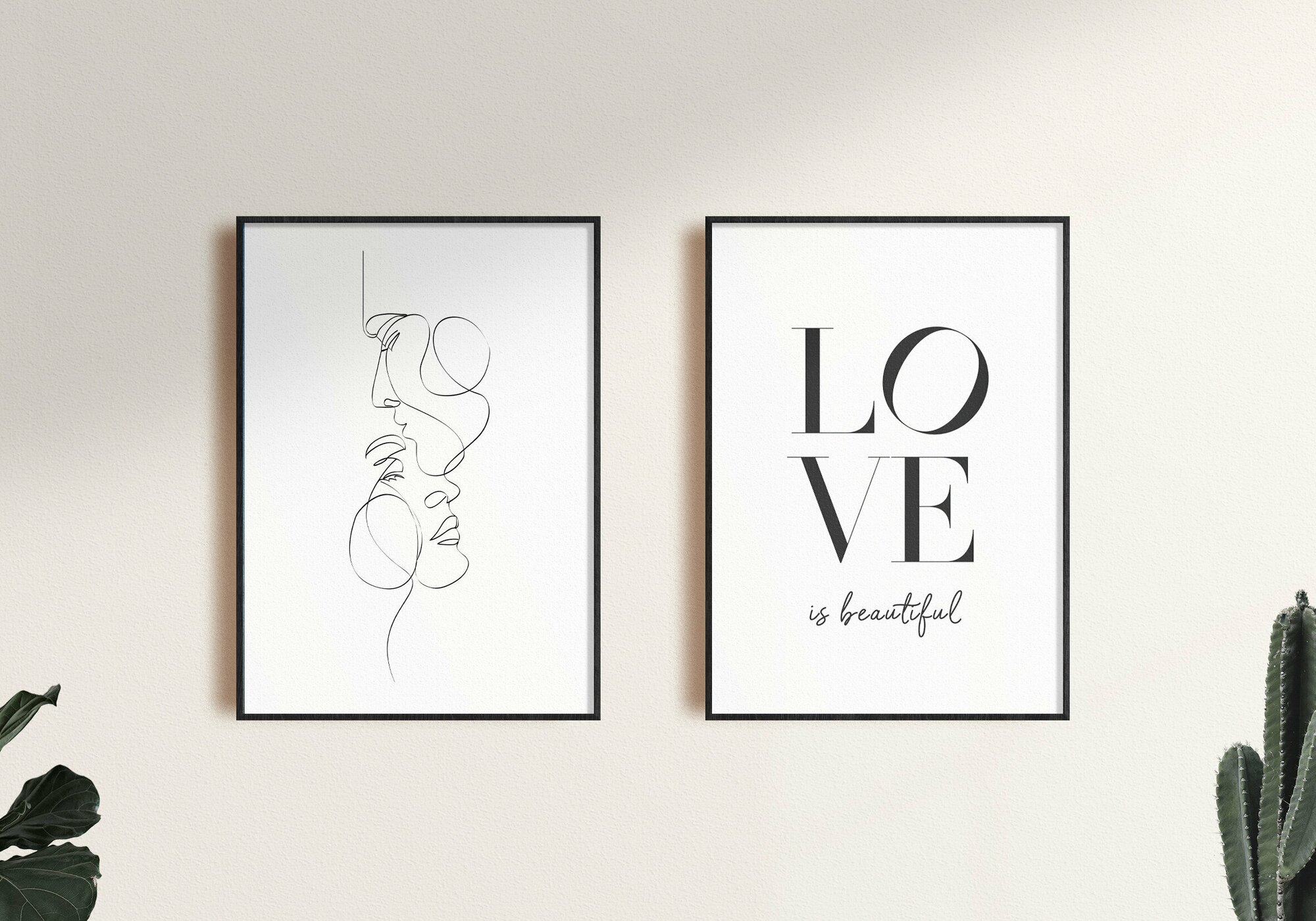 Набор плакатов "Любовь" 2 шт. / Набор интерьерных постеров формата А4 (21х30 см) c черной рамкой