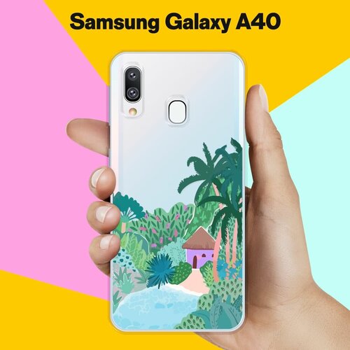 чехол накладка vixion tpu для samsung galaxy a40 самсунг галакси а40 с подкладкой сиреневый цветные собачки Силиконовый чехол на Samsung Galaxy A40 Домик / для Самсунг Галакси А40