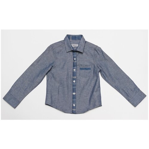 Рубашка BIKKEMBERGS, размер 140, синий рубашка хлопковая с принтом джинс 5 лет