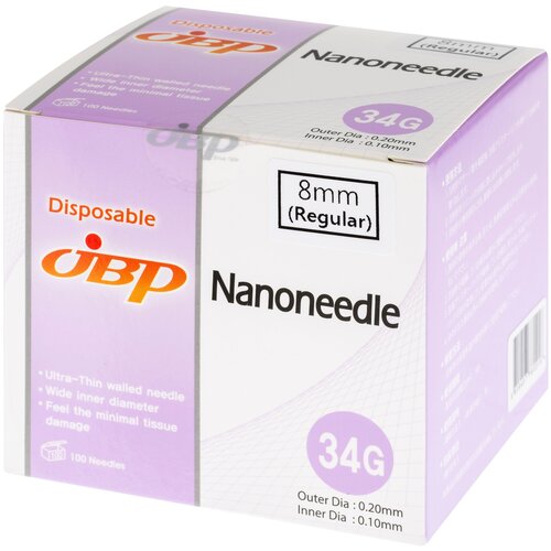 Иглы для инъекций Nanoneedle 34G - (0,2 x 8 мм - 100 штук)