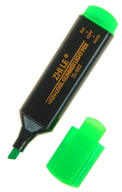 Маркер-текстовыделитель, 5 мм, Zhile, зелёный, 12 шт.