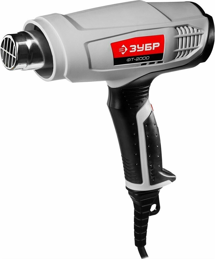 фото Фен технический (строительный), ЗУБР ФТ-2000, насадки 3 шт, 2 режима: 350град/ 350л/мин, 650град/ 550л/мин, коробка, 2000Вт