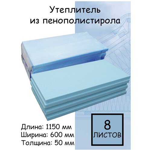 Утеплитель Батэплекс из экструзионного пенополистирола 1150х600х50 мм синий XPS 8 листов