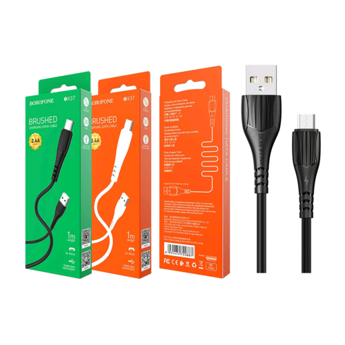 usb кабель borofone bx37 wieldy lightning 8 pin 1м 2 4a pvc белый Кабель USB Micro USB BX37 1M Borofone черный