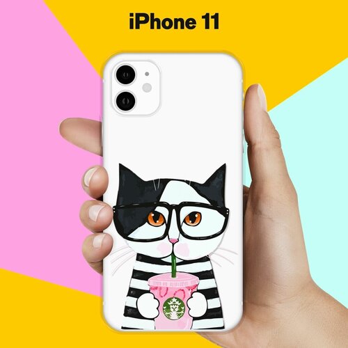 Силиконовый чехол Кот в очках на Apple iPhone 11 силиконовый чехол кот в шапке на apple iphone 11 pro