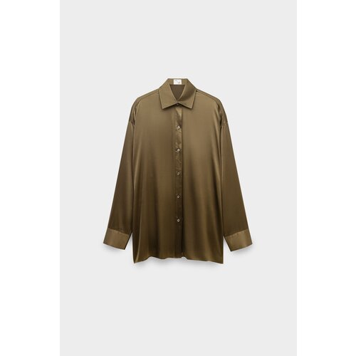 фото Рубашка alpe cashmere, свободный силуэт, длинный рукав, размер 40, коричневый
