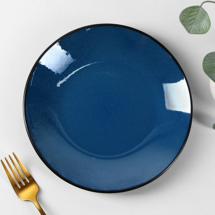 Доляна Тарелка керамическая десертная Доляна «Глянец», d=20 см, цвет синий