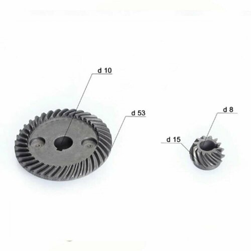 Коническая пара (шестерни редуктора) УШМ-125 (под шпонку) шестерни для редуктора болгарки коническая пара большая 49х10 мм малая 18х8 мм под шпонку мелкий шаг