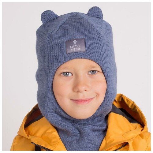 Шапка-шлем для мальчика, цвет индиго, размер 50-54, "HOH LOON", цвет синий