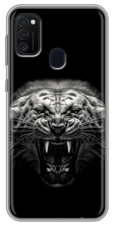 Дизайнерский силиконовый чехол для Galaxy M21 / Samsung Galaxy M21 Рычащий тигр