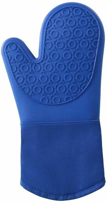 фото Рукавица кухонная, длинная, силикон-хлопок / Прихватка кухонная / Ухватка для кухни, длина 34 см