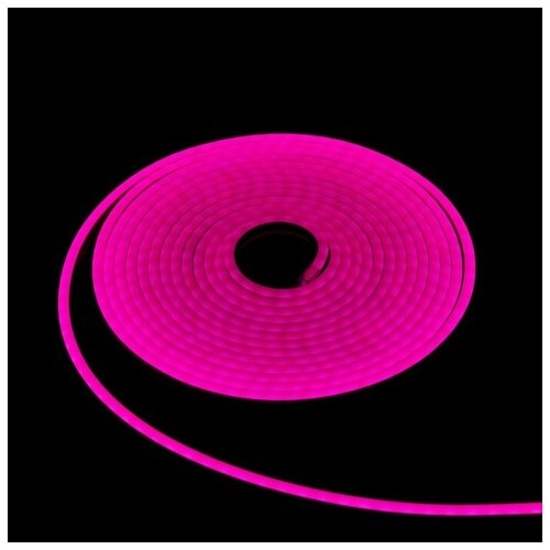 Гибкий неон Luazon Lighting 6 × 12 мм, IP65, 5 м, SMD2835, 120 LED/м, 12 В, свечение розовое