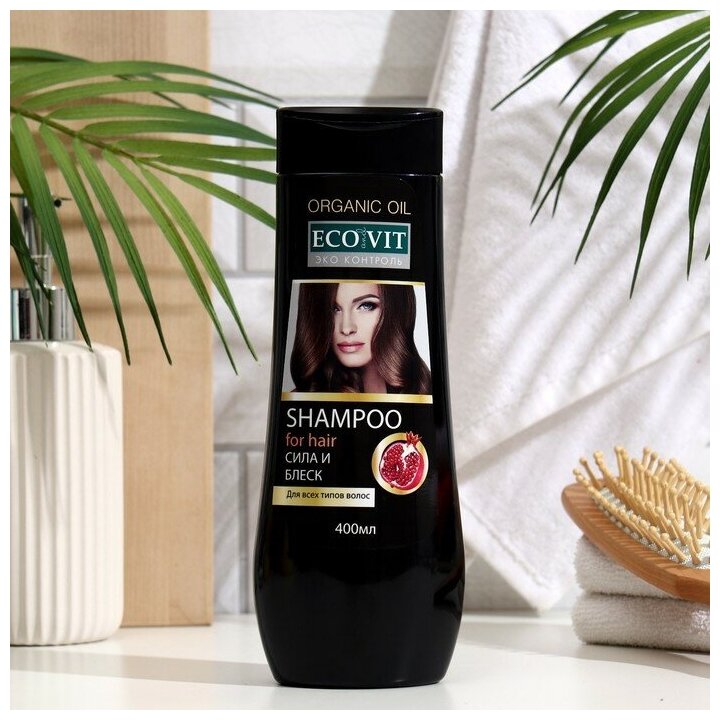 ECOandVIT Шампунь ECO and VIT для всех типов волос, сила и блеск, серии Organic Oil, 400 мл