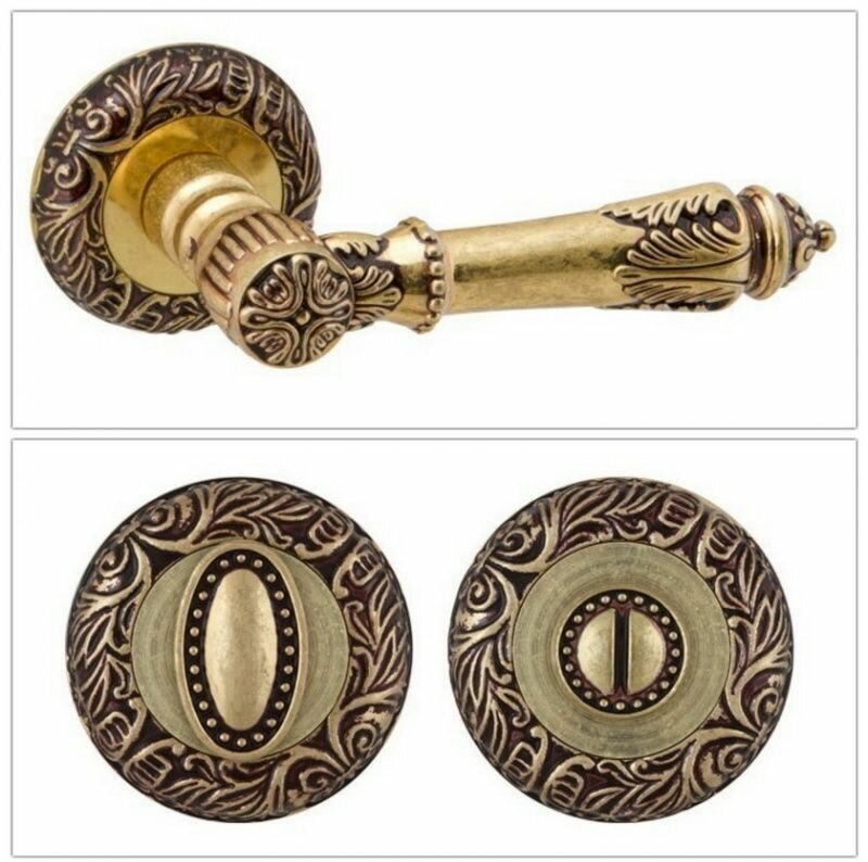 Комплект ручек для дверей Fuaro IMPERIA_SM_RB-10_W французское золото (ручка + завертка WC)