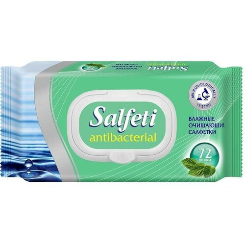 Салфетки влажные Salfeti, антибактериальные, 72шт, клапан (48397), 20 уп.
