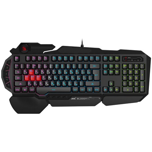 Клавиатура A4Tech Bloody B314 черный, USB, Multimedia for gamer, LED (подставка для запястий) игровой блок оклик 705gk черный usb multimedia for gamer led подставка для запястий 1620882