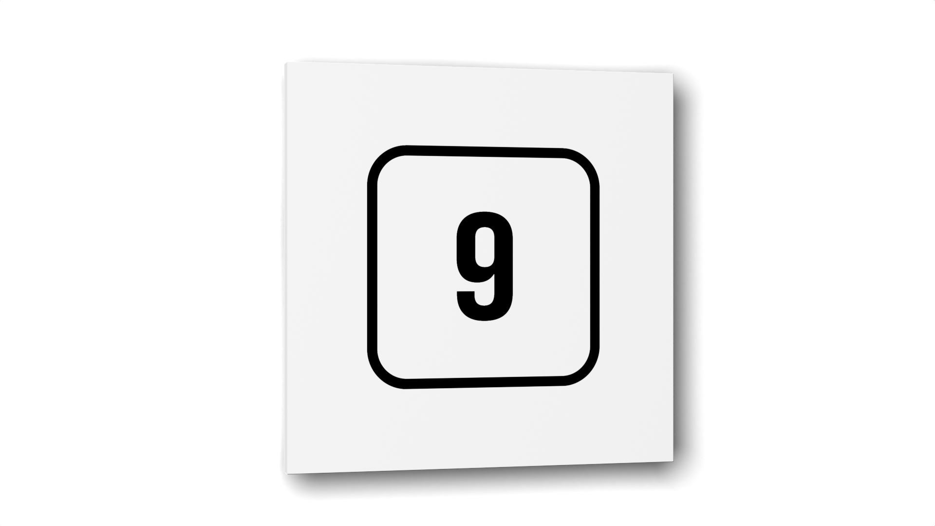 Табличка "9", Глянцевая линейка, цвет Белый, 10 см х 10 см