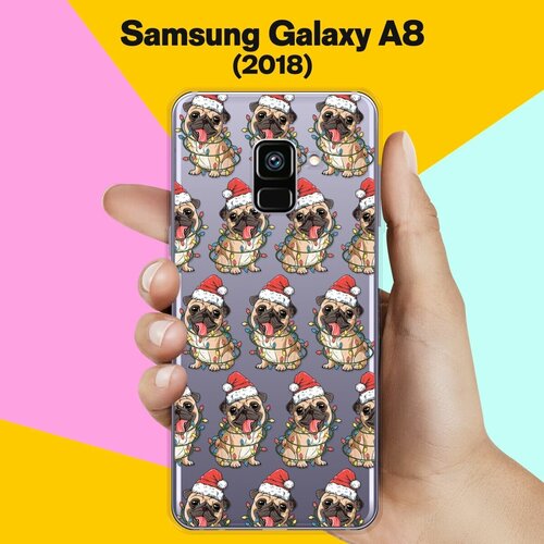 Силиконовый чехол на Samsung Galaxy A8 (2018) Мопсы / для Самсунг Галакси А8 2018 жидкий чехол с блестками дед мороз с елочкой на samsung galaxy a8 самсунг галакси а8 плюс 2018