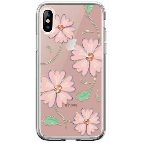 Чехол Devia для iPhone Xs, iPhone X Blossom Crystal Series Case, прозрачный с розовыми цветками силиконовый чехол hoco light series для apple iphone x iphone xs прозрачный