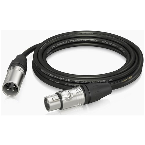 behringer gmc 1000 микрофонный кабель xlr female xlr male 10 0 м 2 x 0 22 mm² диаметр 6 мм черный Кабель аудио 1xXLR - 1xXLR Behringer GMC-1000 10.0m