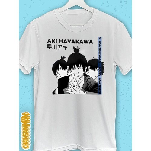 фото Футболка размер 50, белый, черный хилари аниме