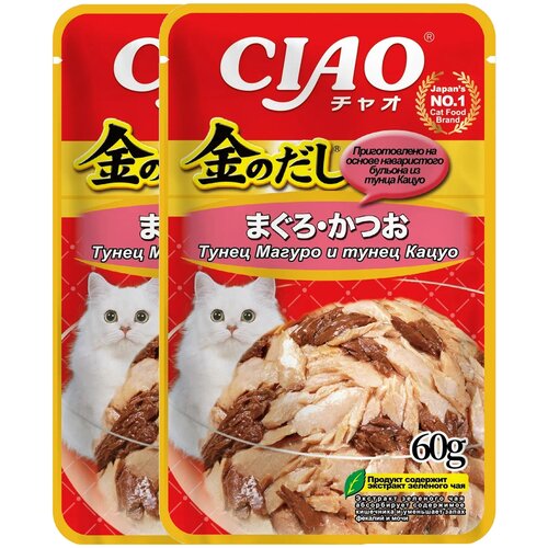 Влажный корм для кошек Ciao Kinnodashi Тунец Магуро и тунец Кацуо 60г х 2шт. магуро