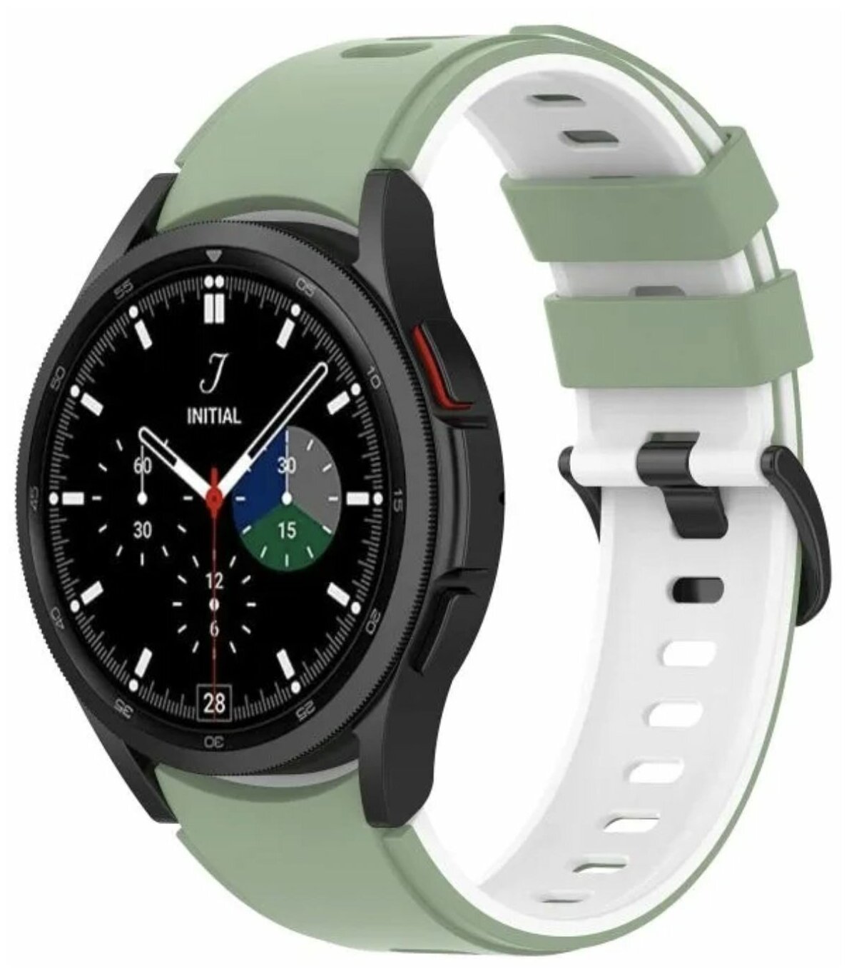 Ремешок для смарт-часов для Samsung Galaxy Watch 4/5/5pro (40/44mm), Classic (42/46mm) зеленый; белый