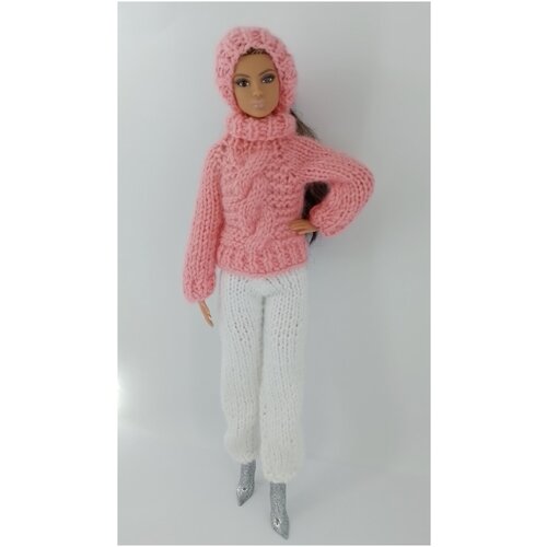 Свитер и шапочка с прорезью для кукол Barbie (комплект 