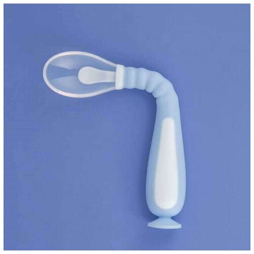 Ложка силиконовая детская на присоске в контейнере цвет голубой 850₽