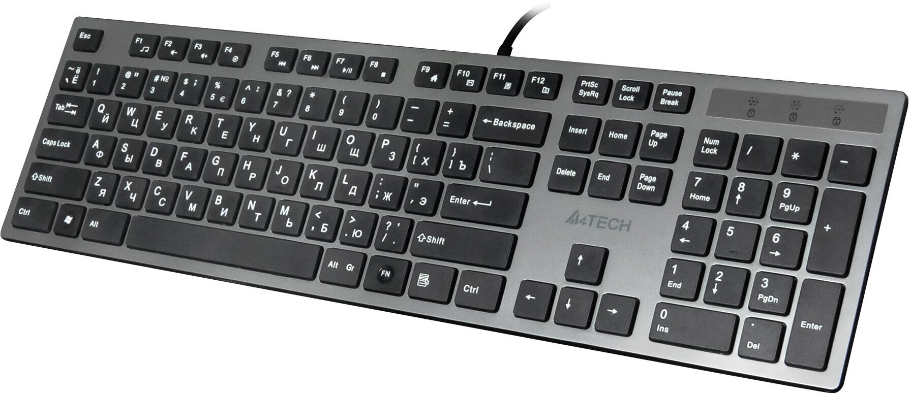 Клавиатура A4Tech KV-300H серая/черная, USB, slim — фото 1